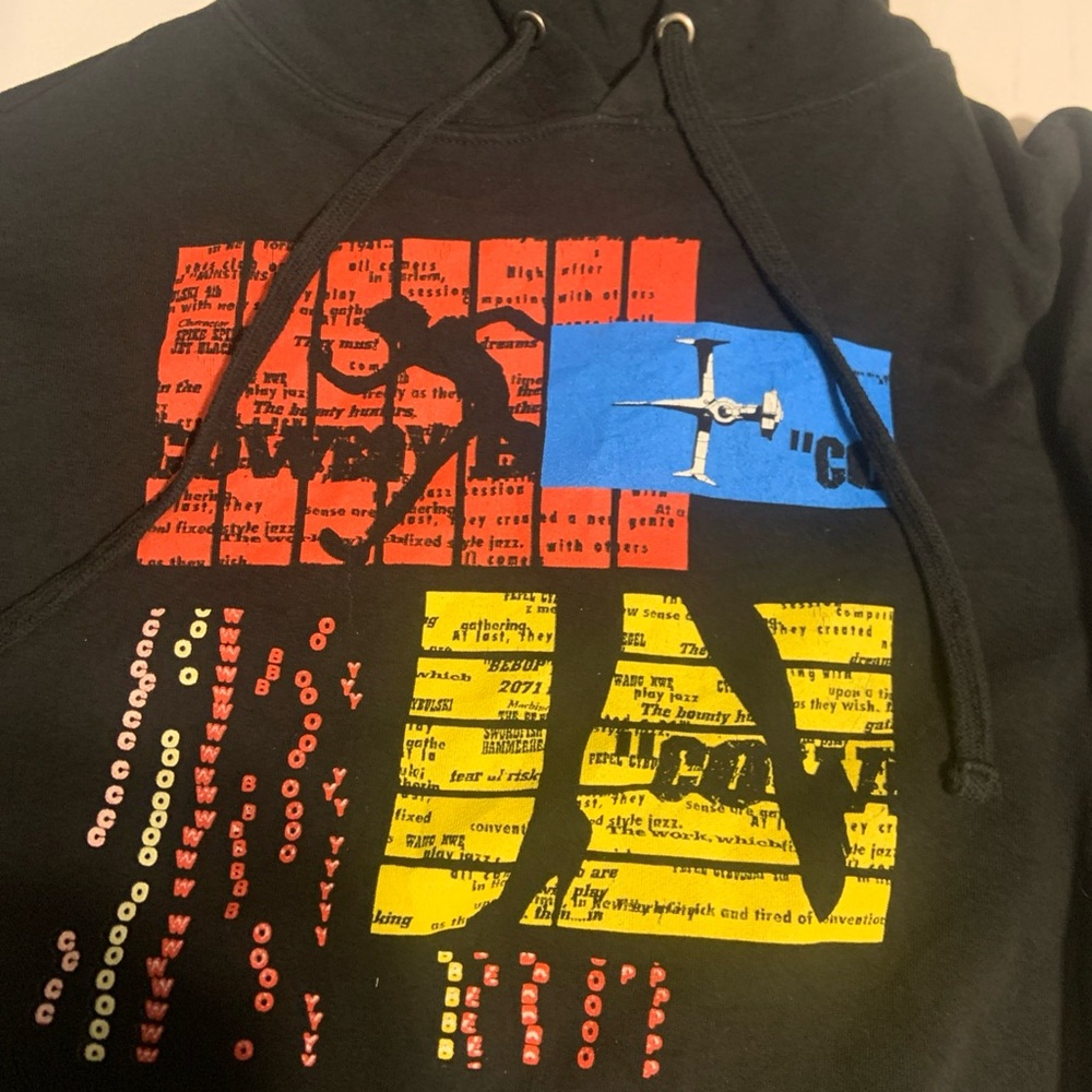 Anime Cowoy Bebop Black Hoodie with Red, Blue, and Yellow Graphics - Picture 3 of 9